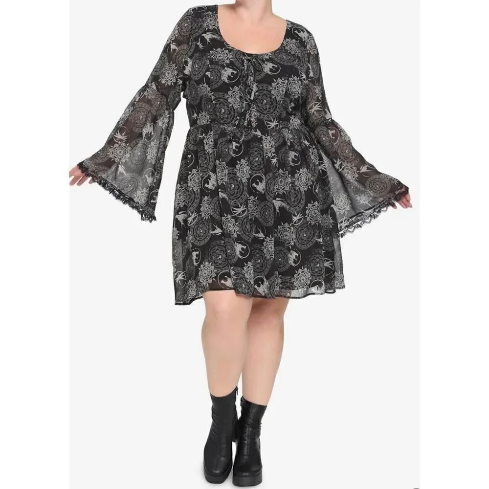 The Witcher Yennefer Symbols Bell Sleeve Dress Plus Size